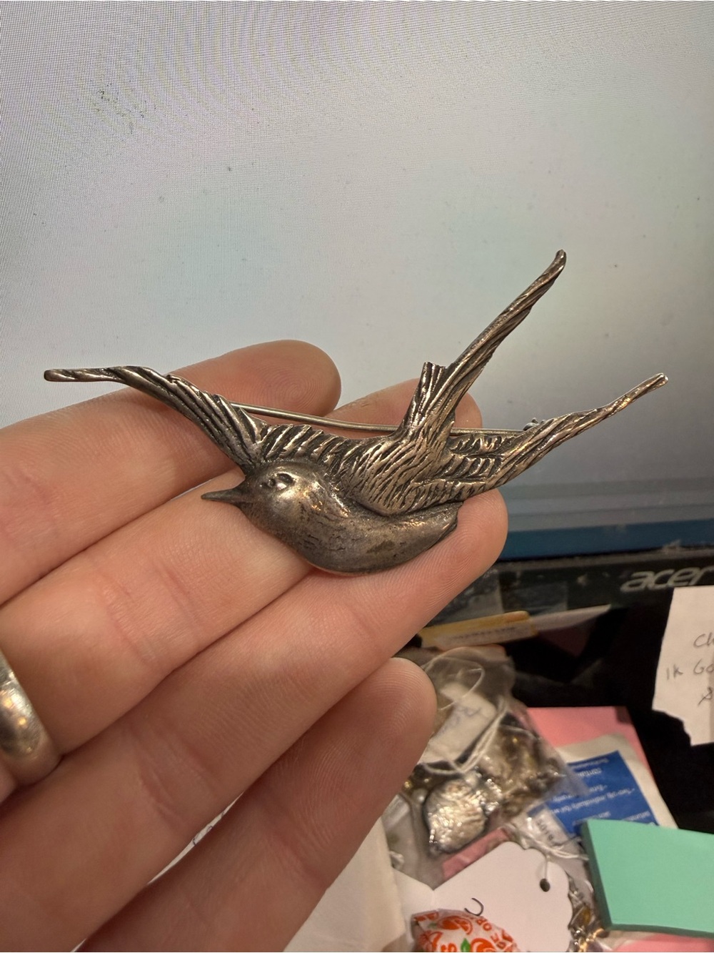 Dunez Original Sterling silver swallow bird brooch